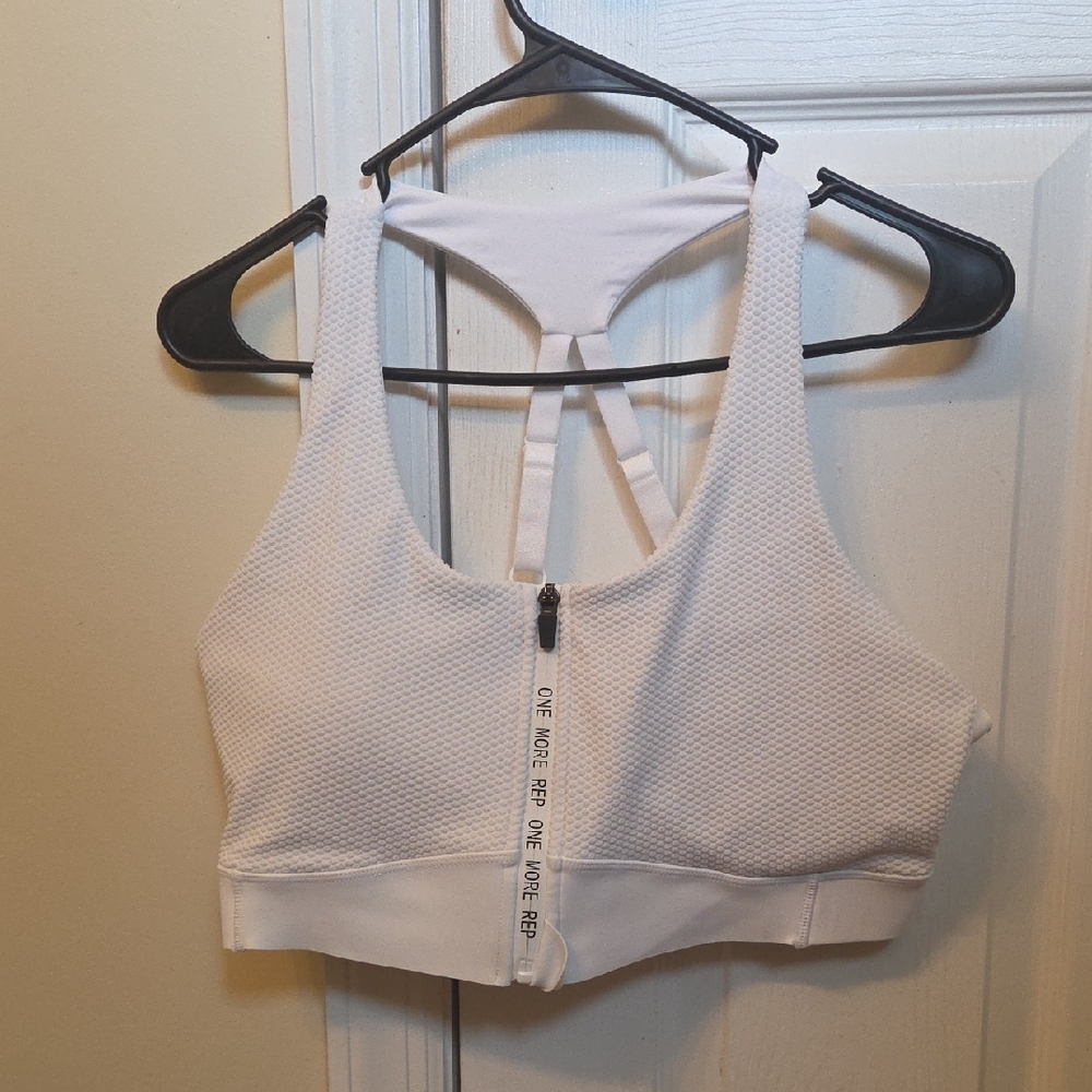 White Sports Bra with Zipper